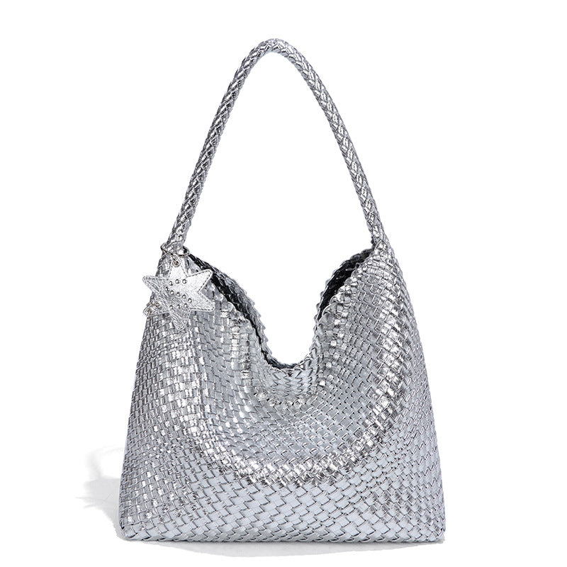 Handgewobene Schultertasche im lässigen Design