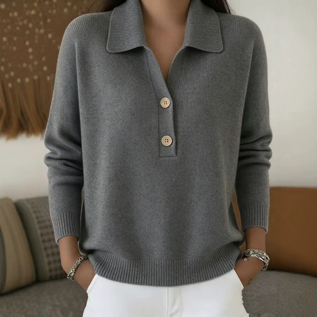 Damen Strickpullover mit Polo-Kragen und Reissverschluss – Ansicht 6