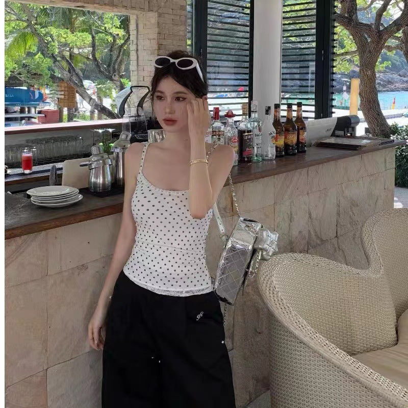 Designer-Stil Polka-Dot Spitze Camisole – Ansicht 2