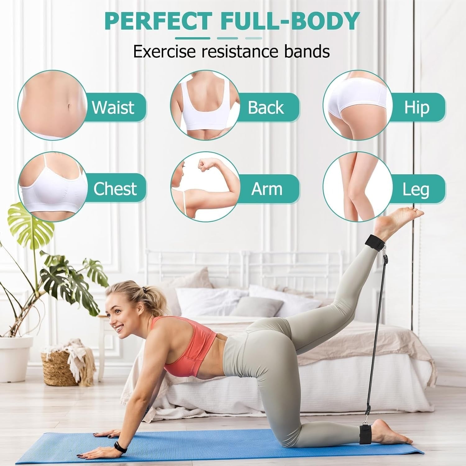 Pilates Bar Set mit 6 Widerstandsbändern