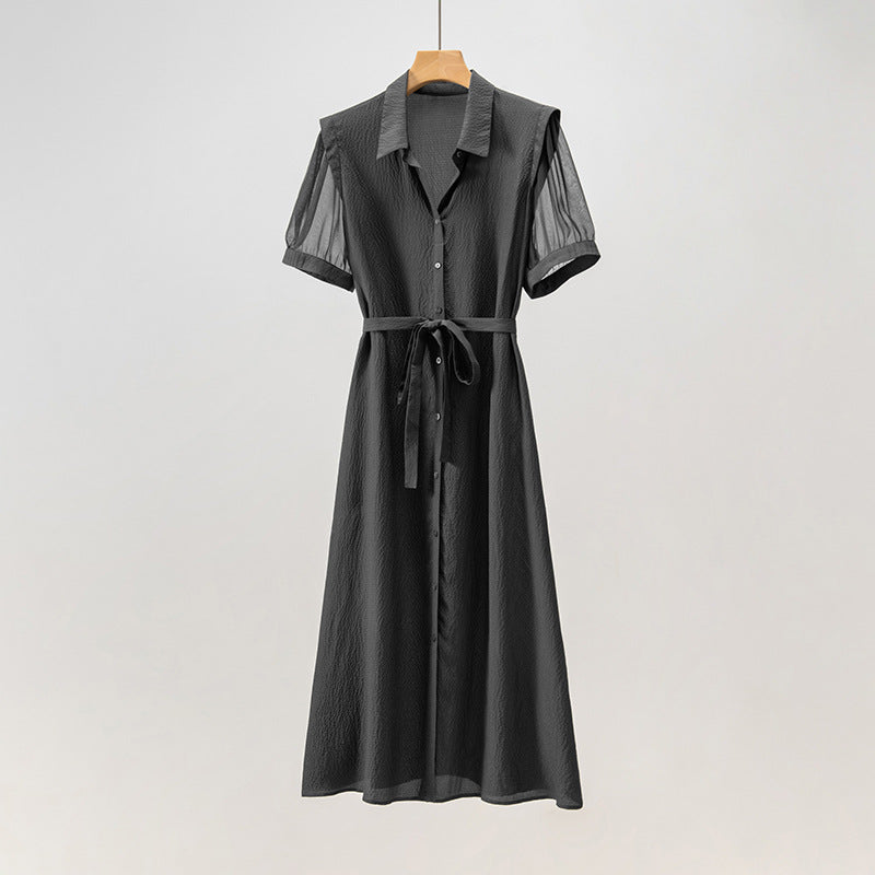 Jacquard-Seidenkleid mit A-Linie