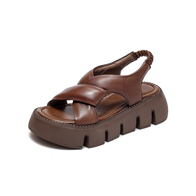 Retro-Sandalen aus Rindsleder mit Plateau – Bild 9 | LuxeStyle