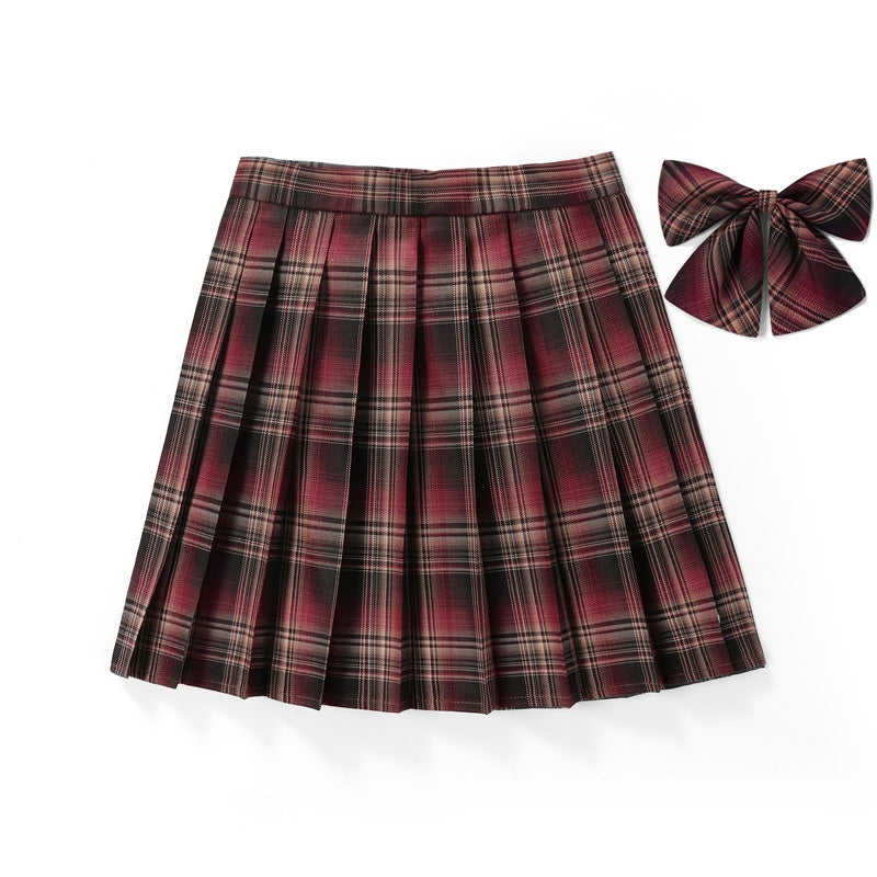 High-waist Minirock mit Falten und Karomuster