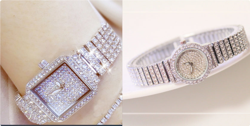 Wasserdichte Quarzuhr mit Strass-Besatz | LuxeStyle