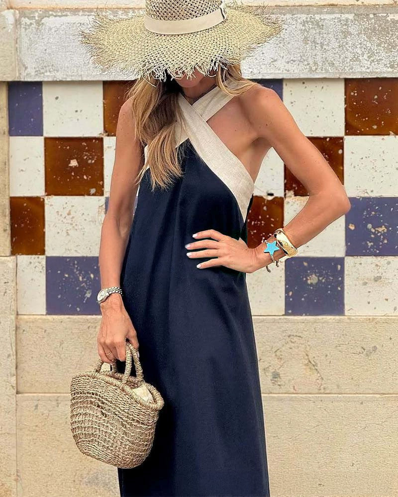 Asymmetrisches One-Shoulder Halter Maxikleid