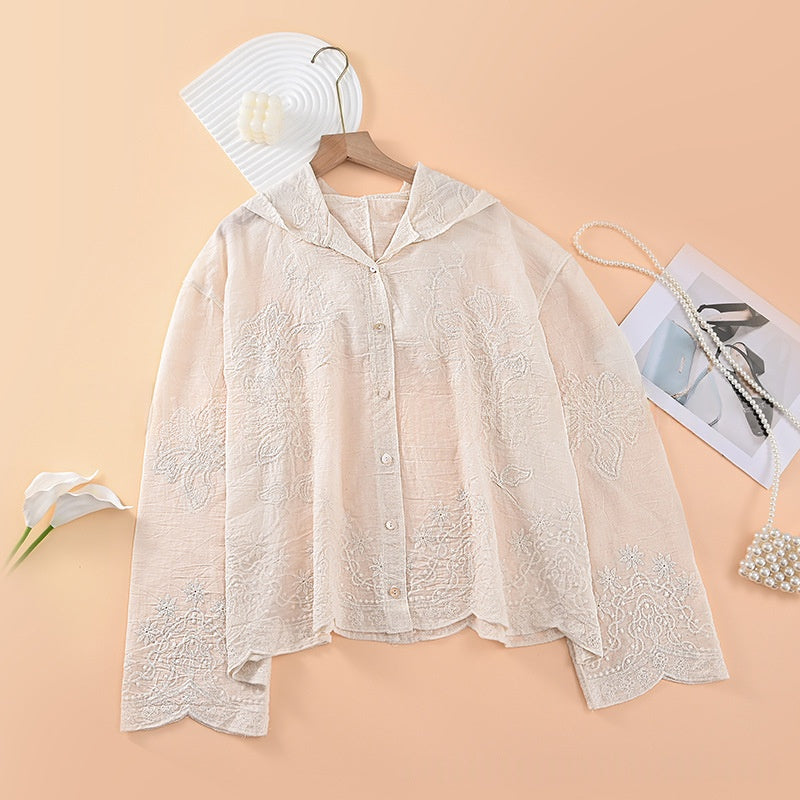 Kapuzen-Shirt mit Stickerei und Häkel-Details – Bild 5 | LuxeStyle