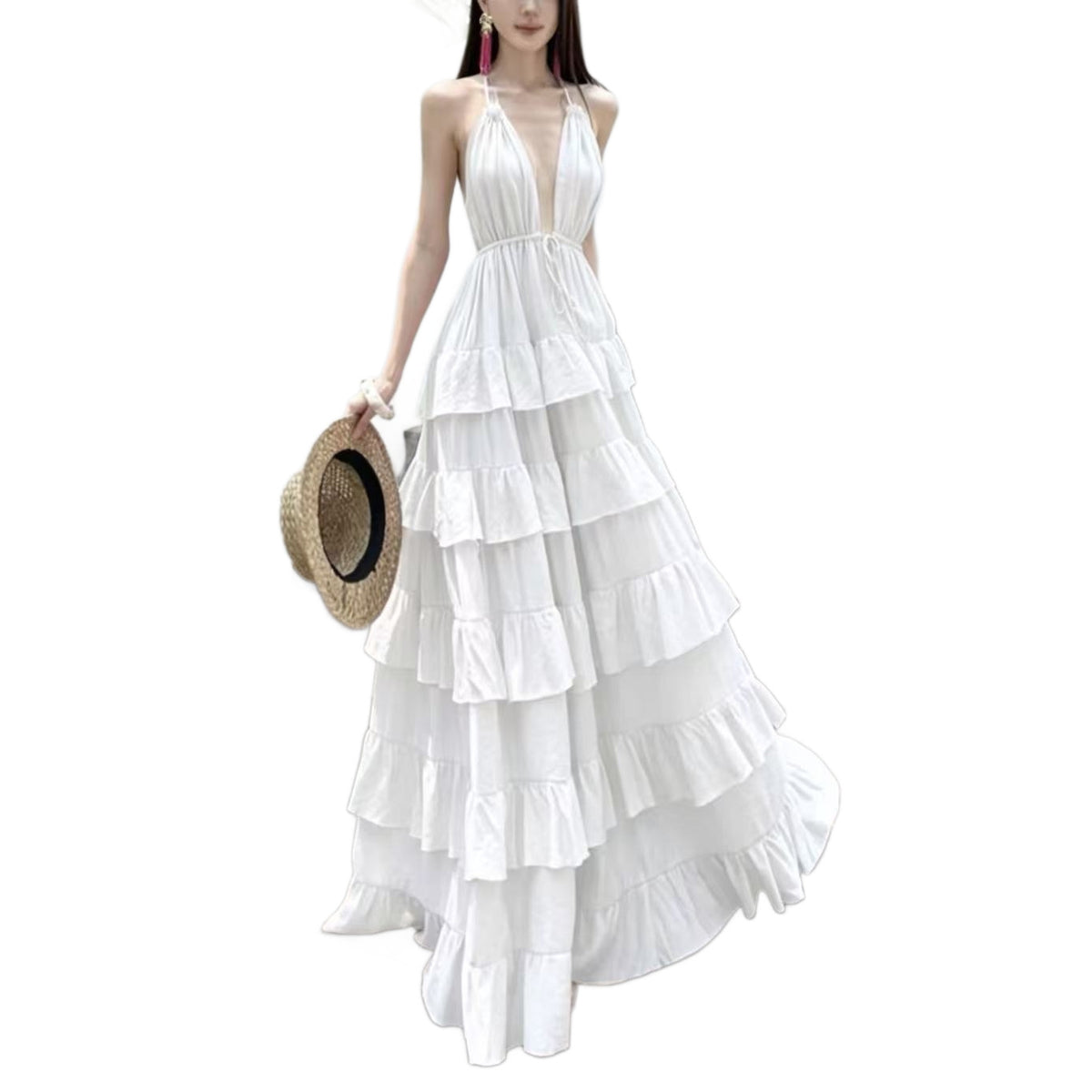 Langes Neckholder-Kleid im französischen Stil – Bild 4 | LuxeStyle