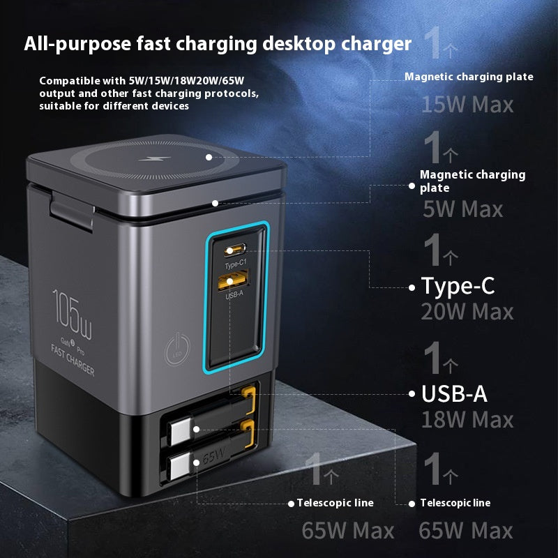 105W Multifunktionales Magnetisches GaN Wireless Ladegerät