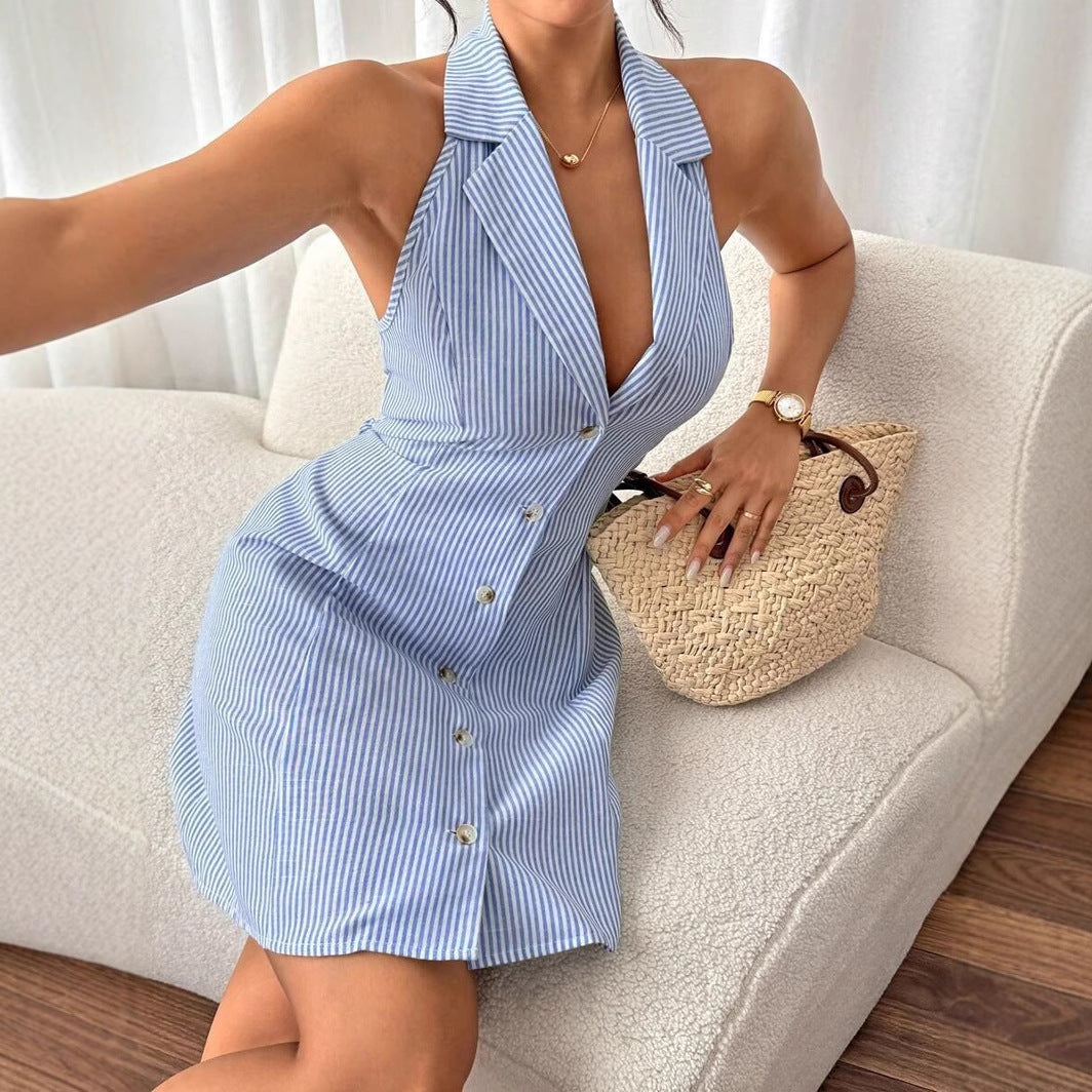 Rückenfreies A-Linien-Kleid mit Schleife – Bild 2 | LuxeStyle
