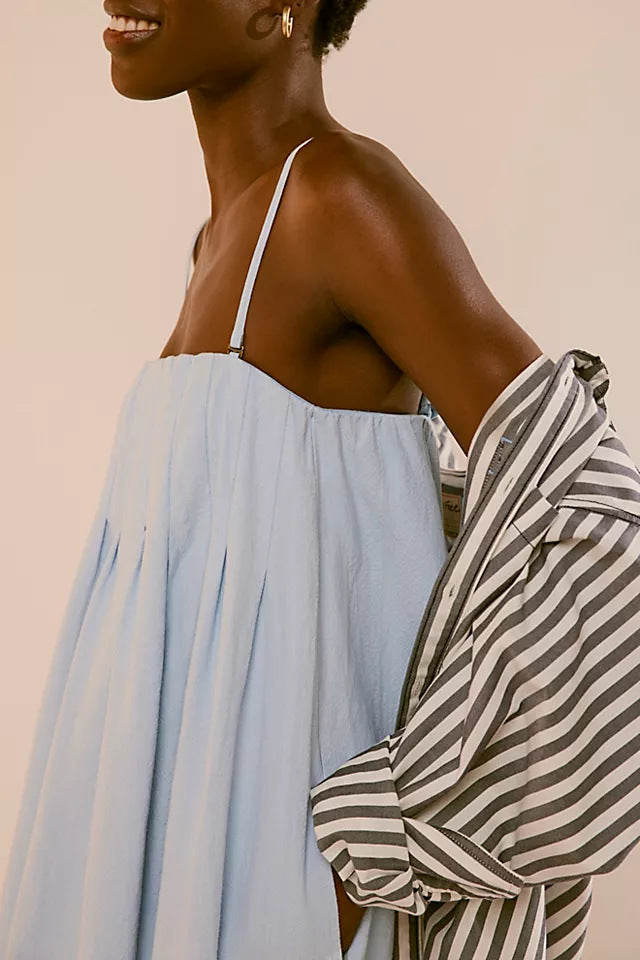 Patchwork Off-Shoulder Maxi-Kleid aus Baumwolle