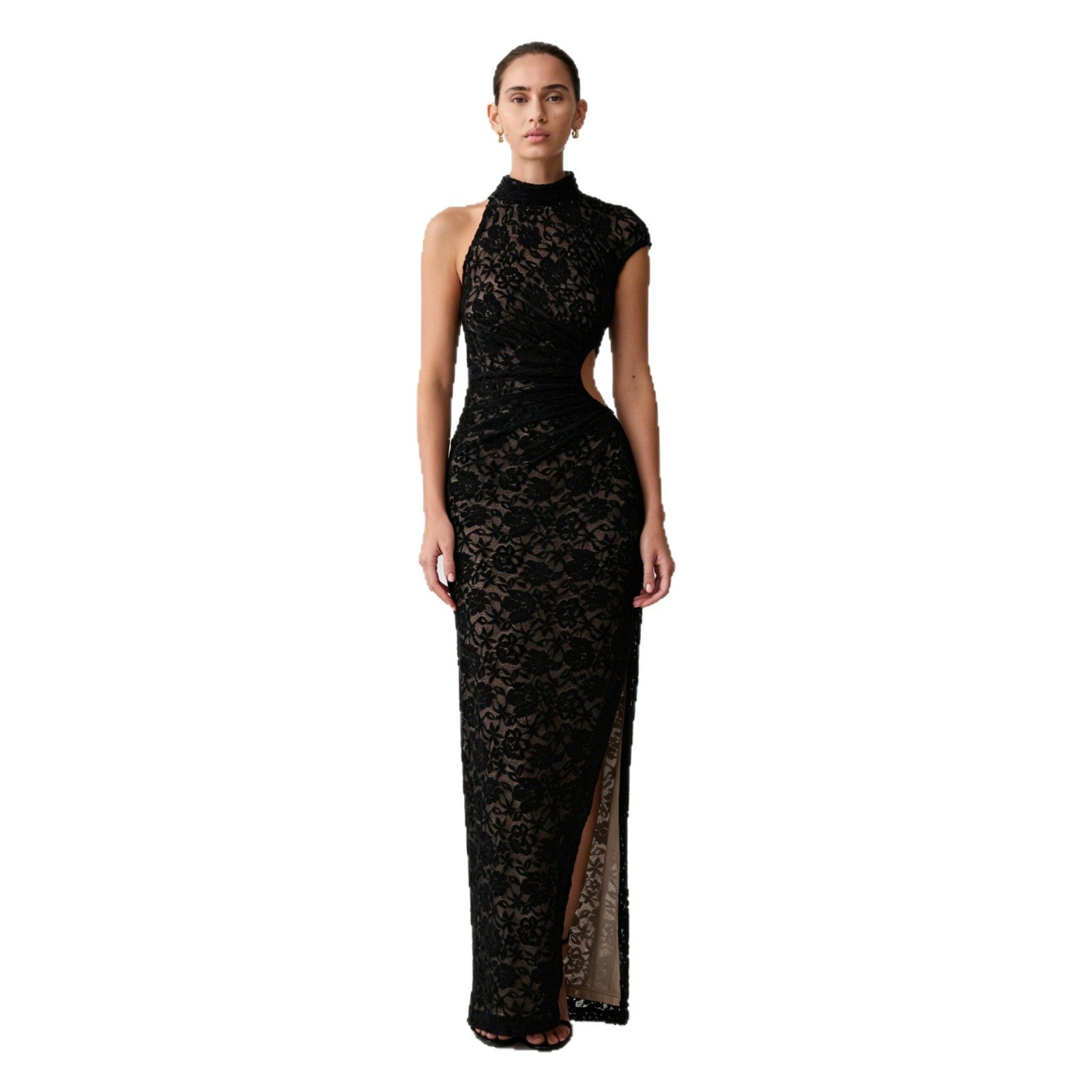 Elegantes Spitzenkleid mit Schlitz