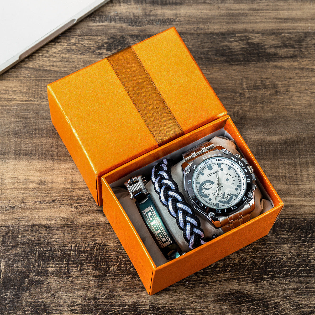 Herren Quarz-Uhr mit Stahlband und Armband-Set – Bild 3 | LuxeStyle