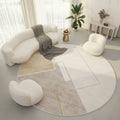 Runder Teppich Ring Samt Modern Creme