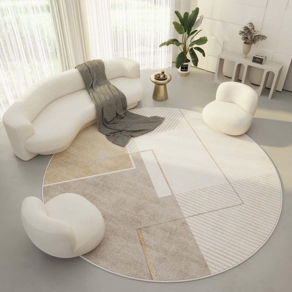Runder Teppich Ring Samt Modern Creme
