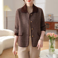Polo-Strickpullover mit Denim-Einsatz