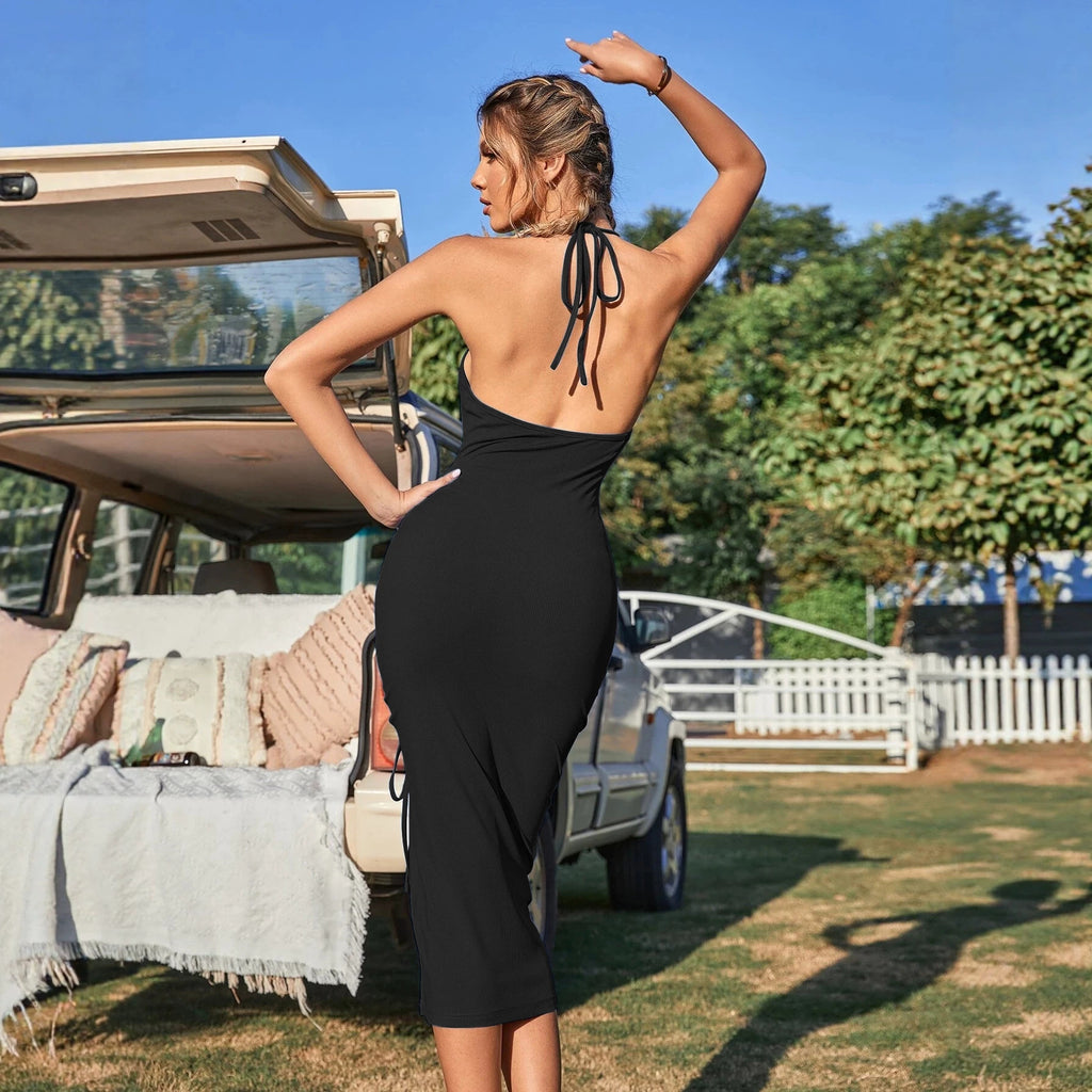 Neckholder-Kleid mit Schlitz | LuxeStyle