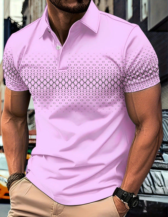 Herren-Casual Plaid-Print Polo-Shirt