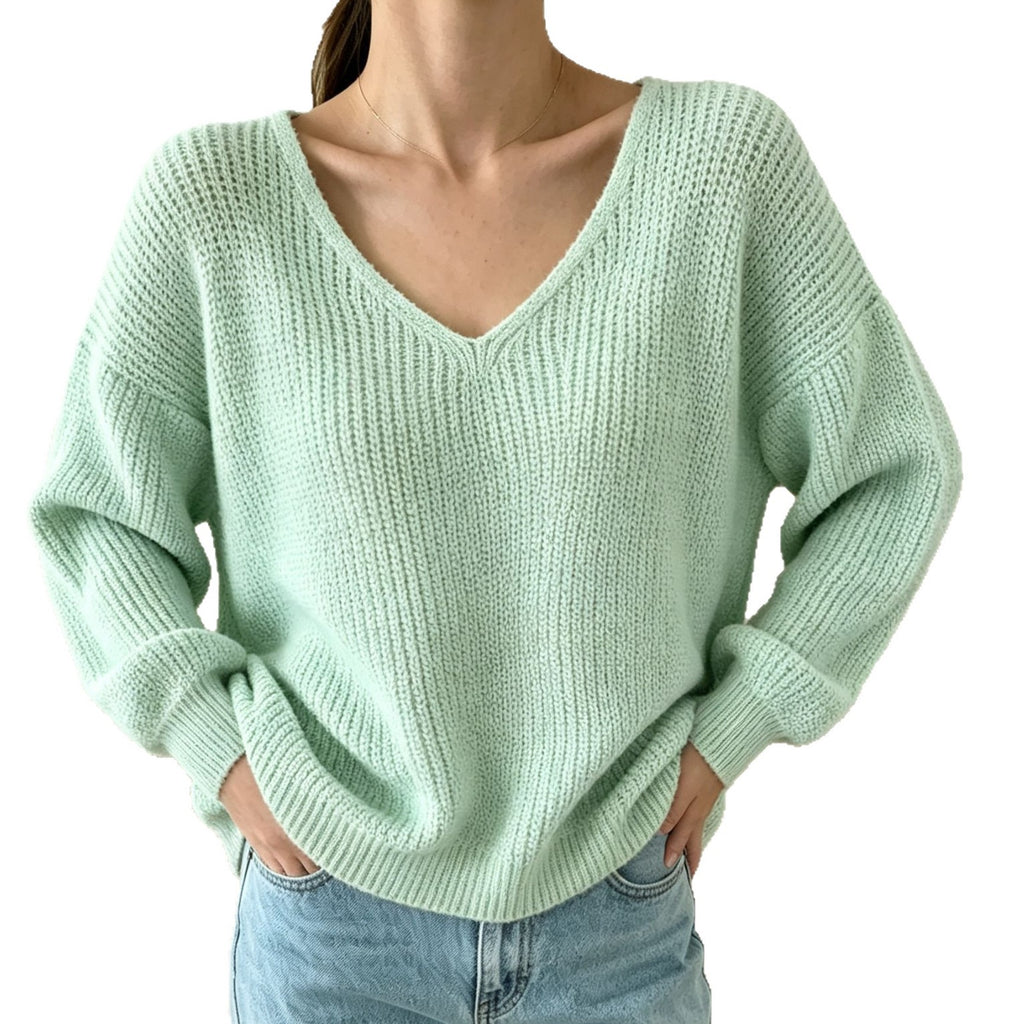 V-Neck Pullover Sweater für Damen