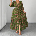 Elegantes V-Ausschnitt Midikleid mit Blumenmuster