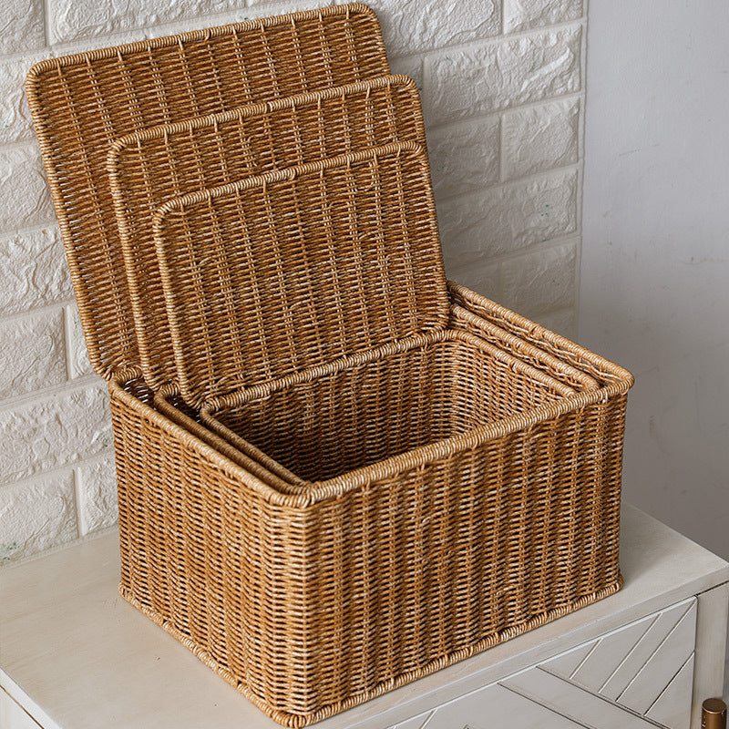 Rattan-Look Aufbewahrungskorb mit Deckel – Bild 5 | LuxeStyle
