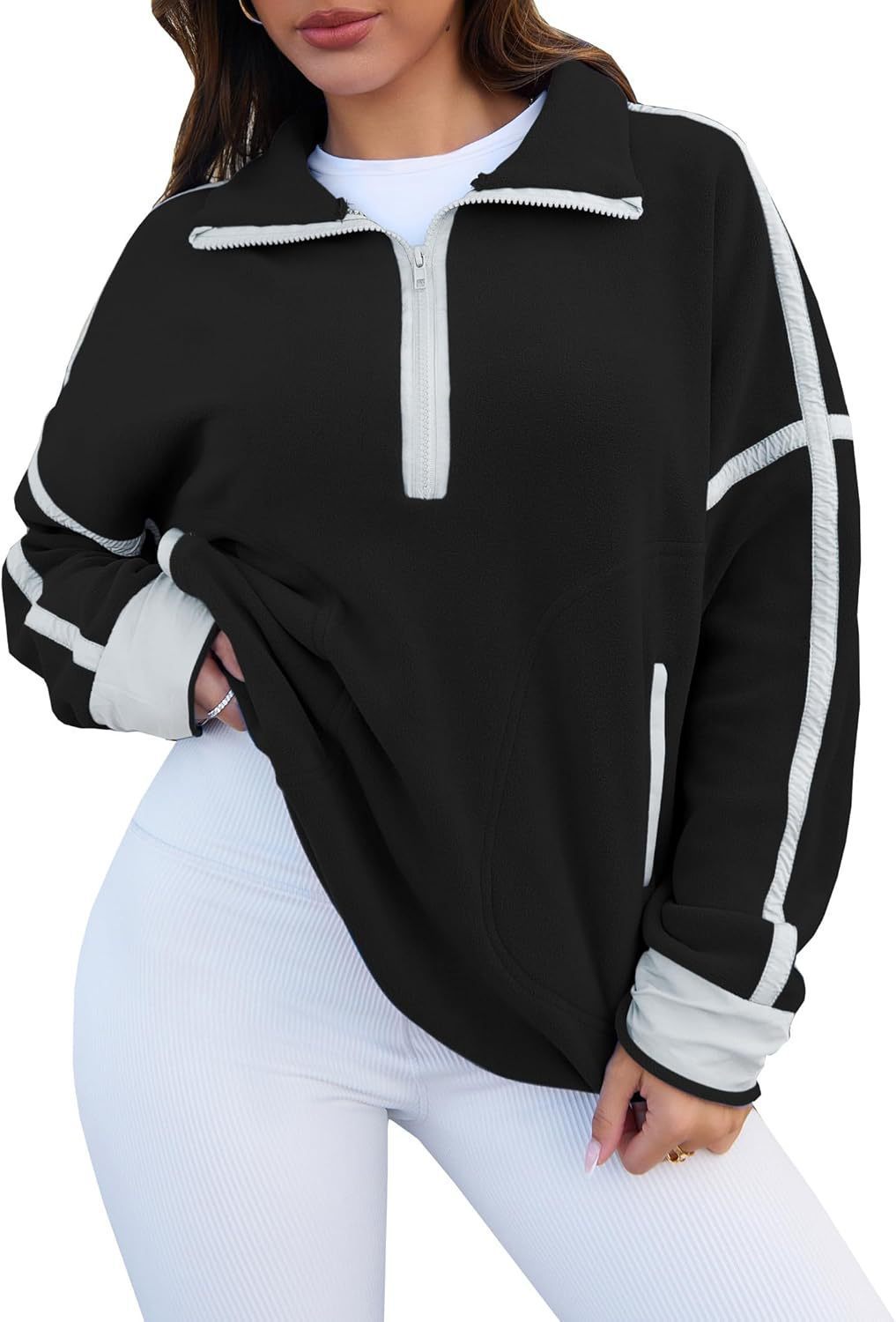 Freizeit-Sweatshirt mit Stehkragen und Reissverschluss