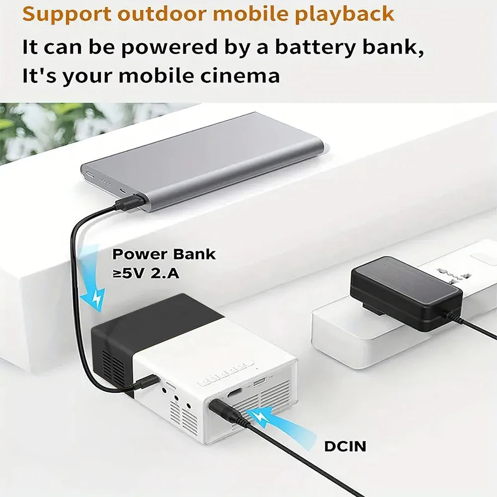 Tragbarer HD Mini-Projektor mit ausziehbarem Standfuss
