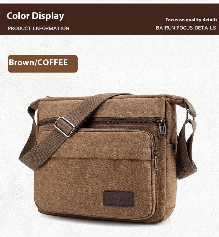 Retro Schultertasche aus Canvas für Herren – Bild 8 | LuxeStyle