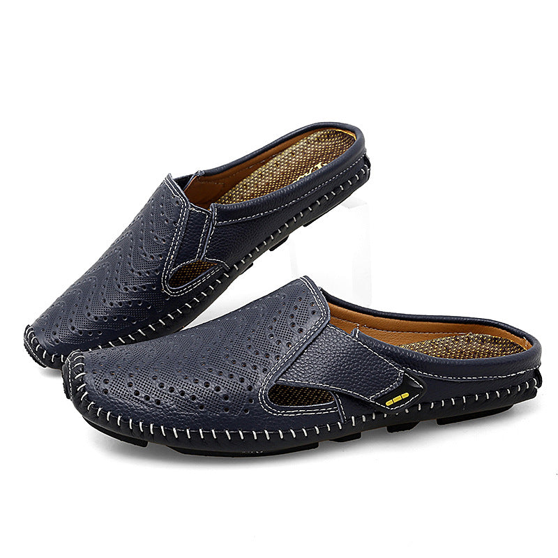 Atmungsaktive Casual-Sandalen aus Leder mit Hohl-Design