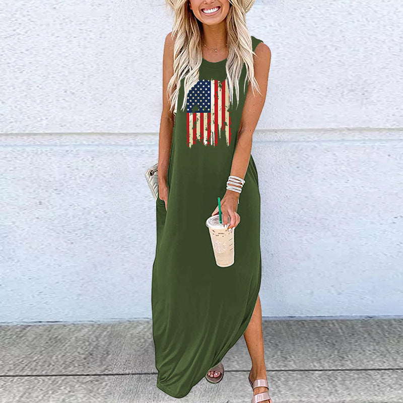 Ärmelloses Maxi-Kleid mit Taschen – Bild 3 | LuxeStyle