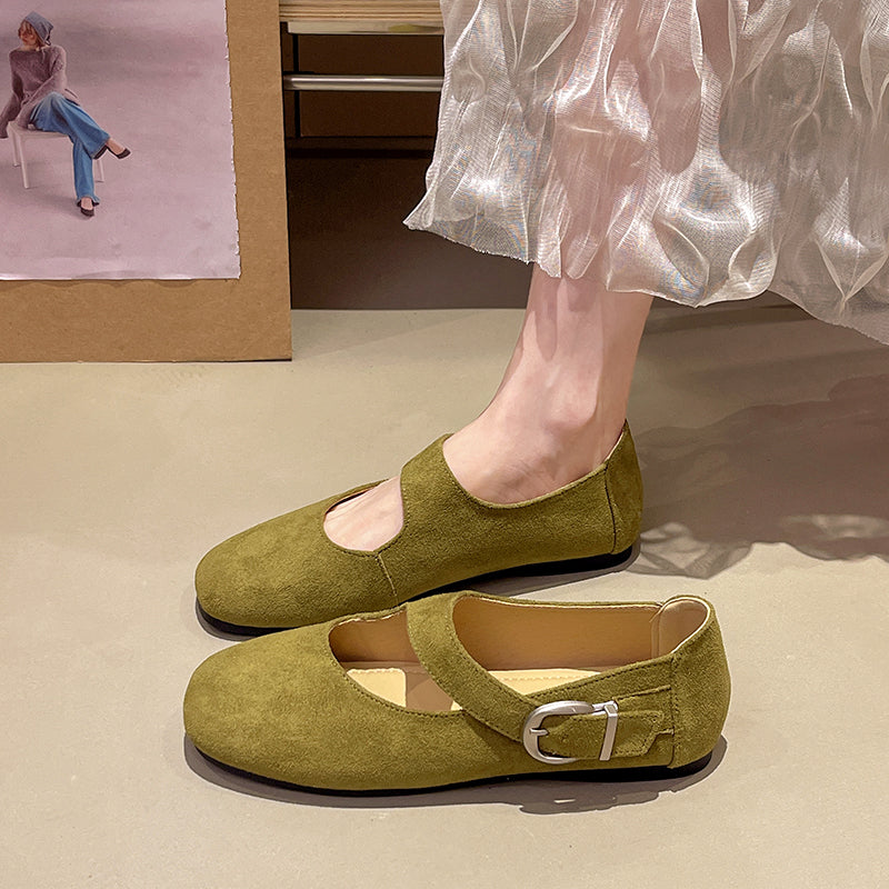 Ballet Flats Mary Jane Wildleder