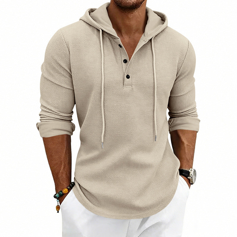 Loose-fit Retro Henley Langarm-Sweatshirt