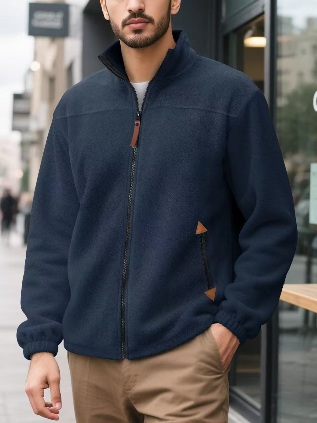 Herren Fleece-Thermo-Hoodie mit Reissverschluss