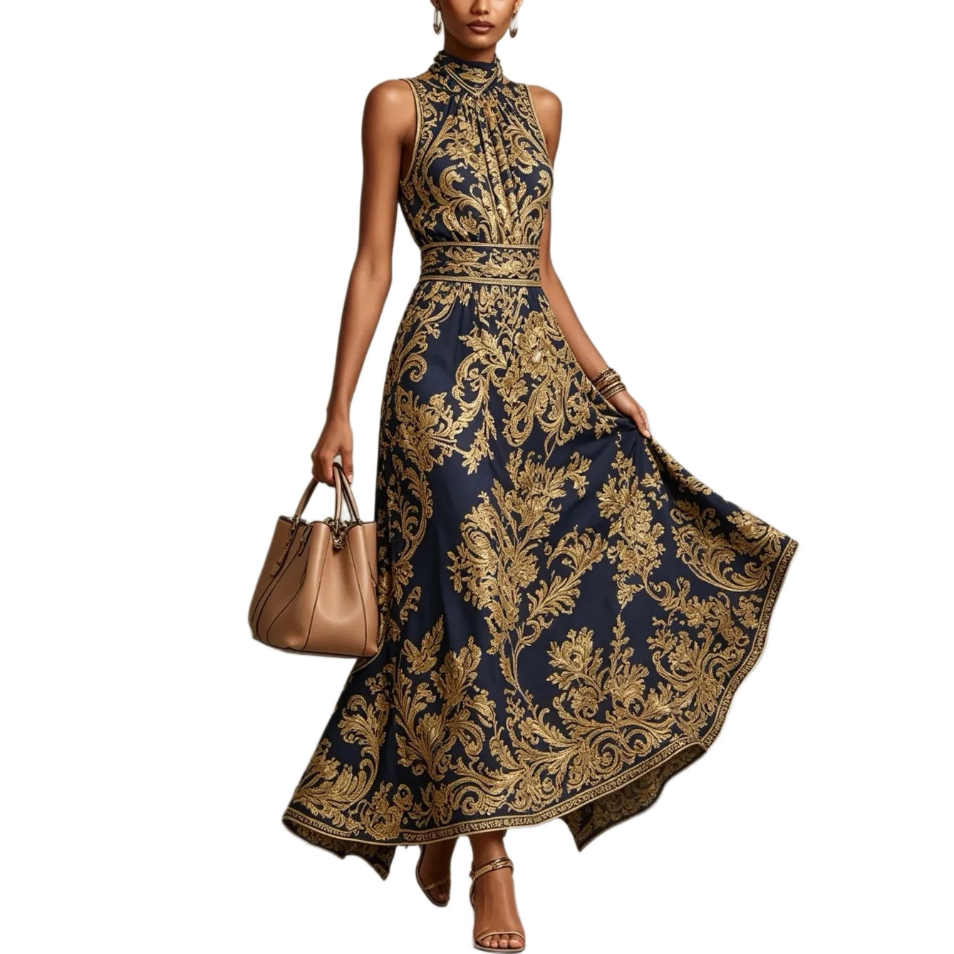 Vintage Jacquard Maxikleid
