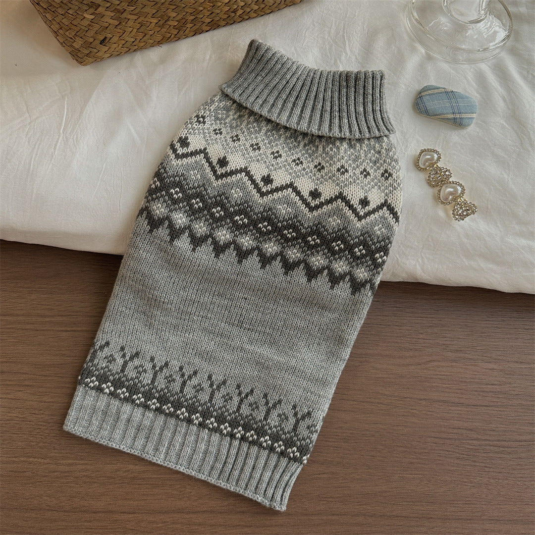 Grauer Fair Isle Hundepullover – Bild 2 | LuxeStyle