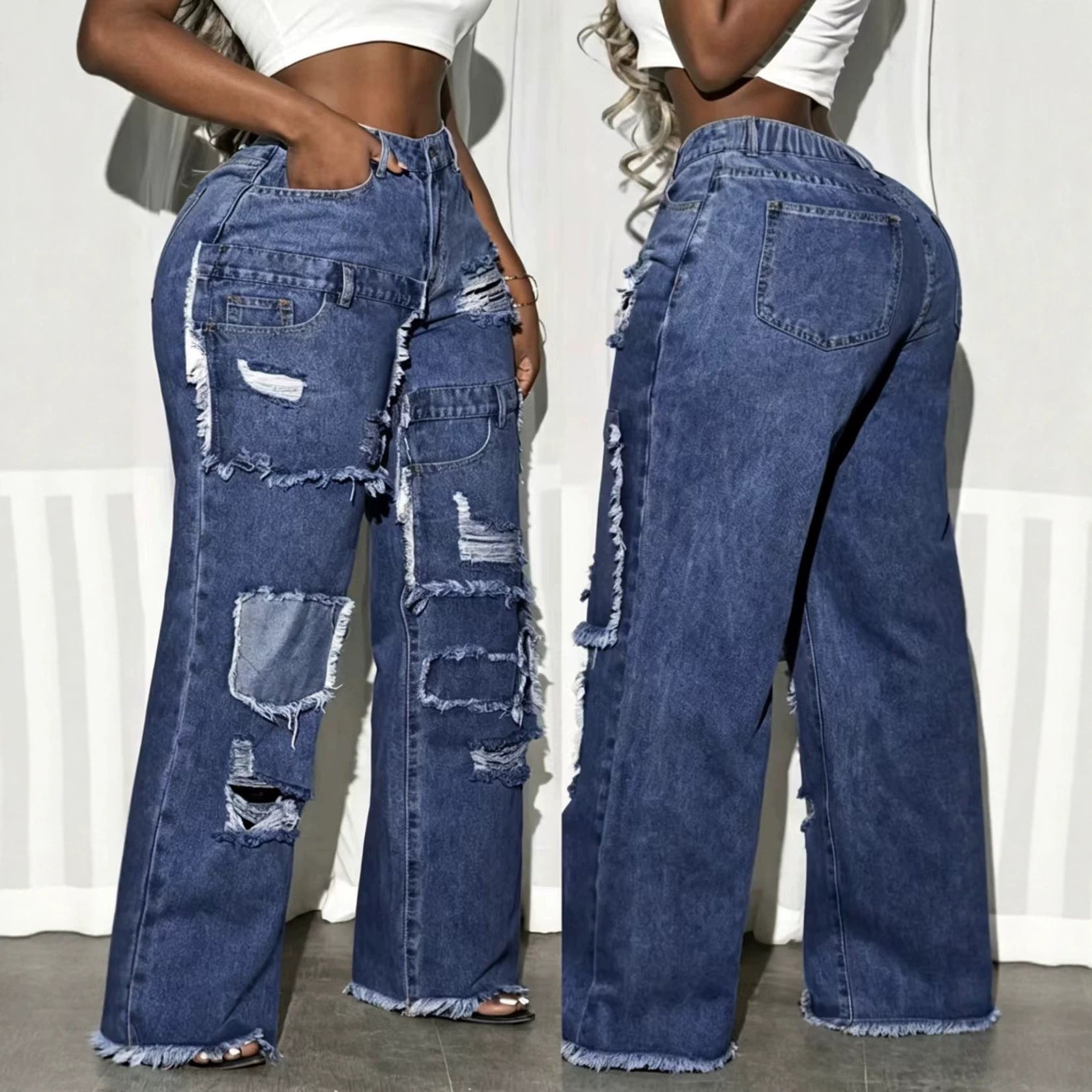Jeans mit abgenutztem Look