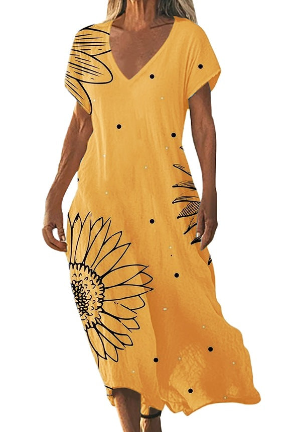 V-Ausschnitt Freizeitkleid Kurzarm