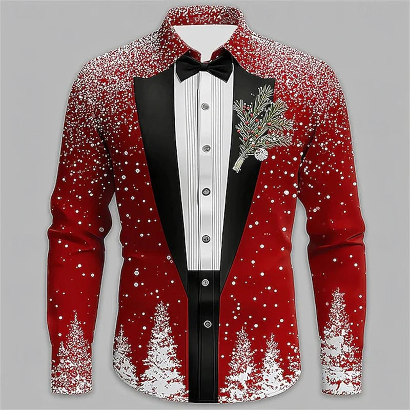 Herren Hemd mit Schneeflocken-Krawatten-Print – Bild 5 | LuxeStyle