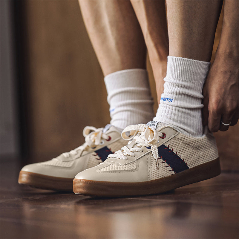 Beige Low-Top Sneaker mit Mesh-Einsatz – Bild 6 | LuxeStyle