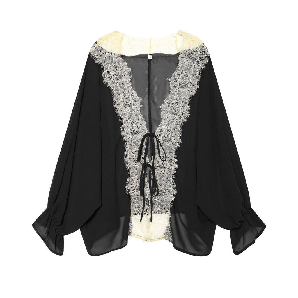 Leichte Bluse mit Spitze und Bindedetail