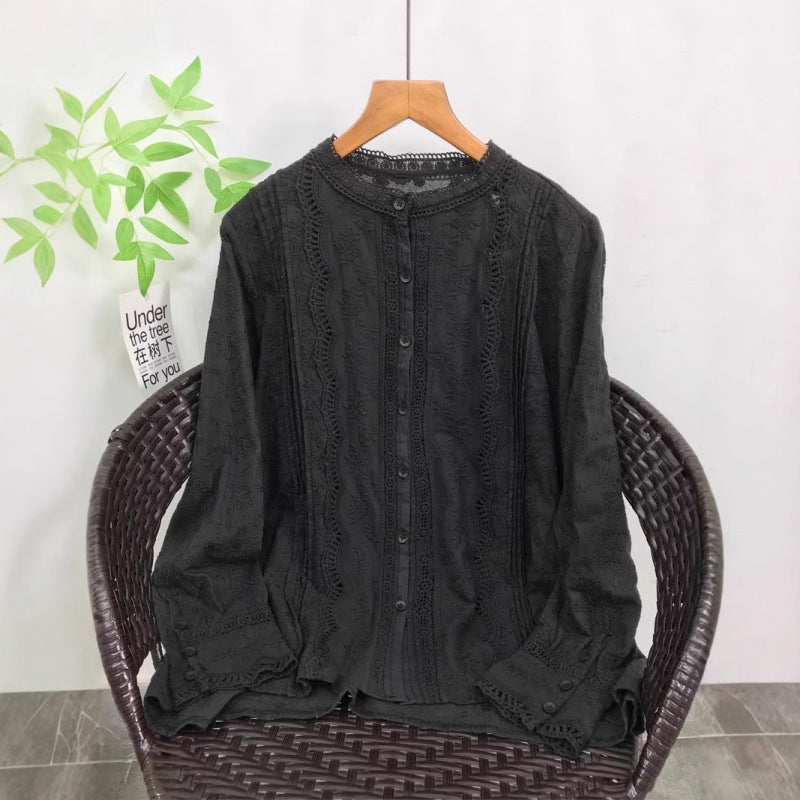 Besticktes Langarmshirt mit Spitzenbesatz – Bild 3 | LuxeStyle