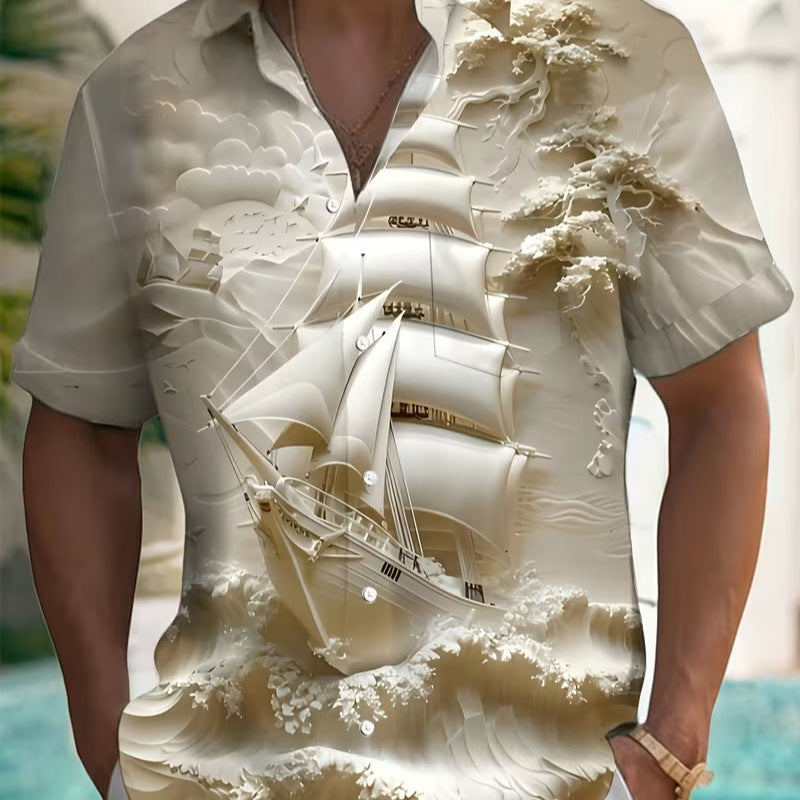 Herren Hemd mit Blumenprint und Kurzarm
