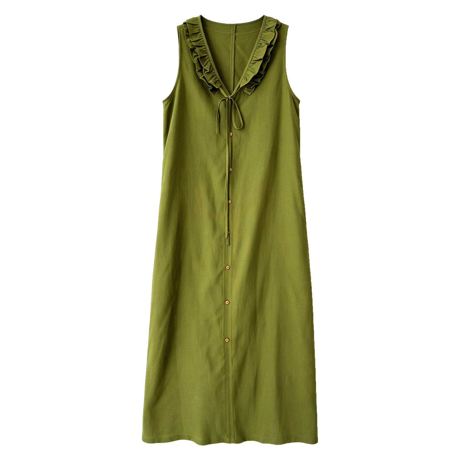 Ärmelloses V-Neck Kleid mit Rüschen
