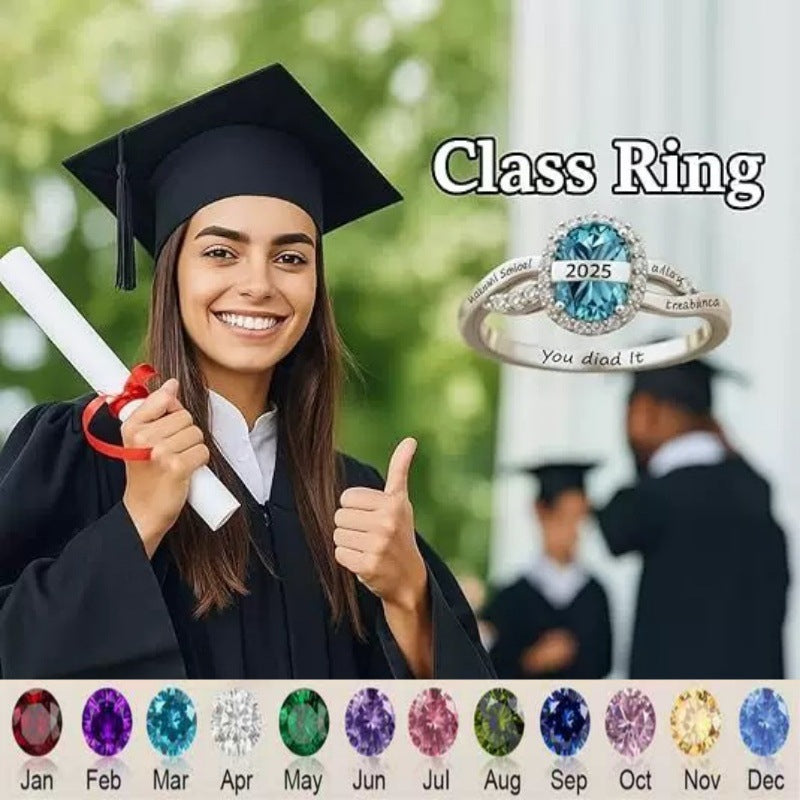 Kupferring mit Zirkonia und Gravur