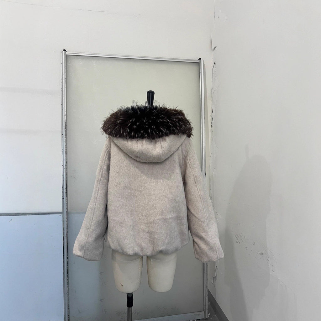 Gefütterte Jacke mit Kunstfellkragen