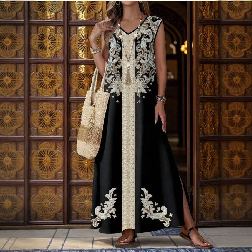 Ärmelloses Strandkleid mit V-Ausschnitt und Schlitz – Bild 5 | LuxeStyle