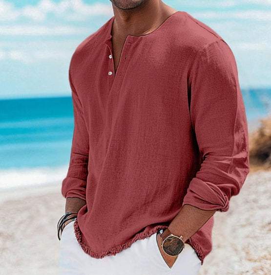Herren Langarmshirt mit vier Knöpfen – Bild 2 | LuxeStyle