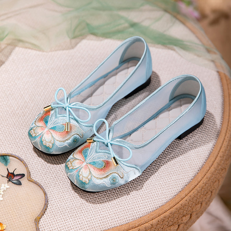 Bestickte Mesh Flats mit Schmetterlingen
