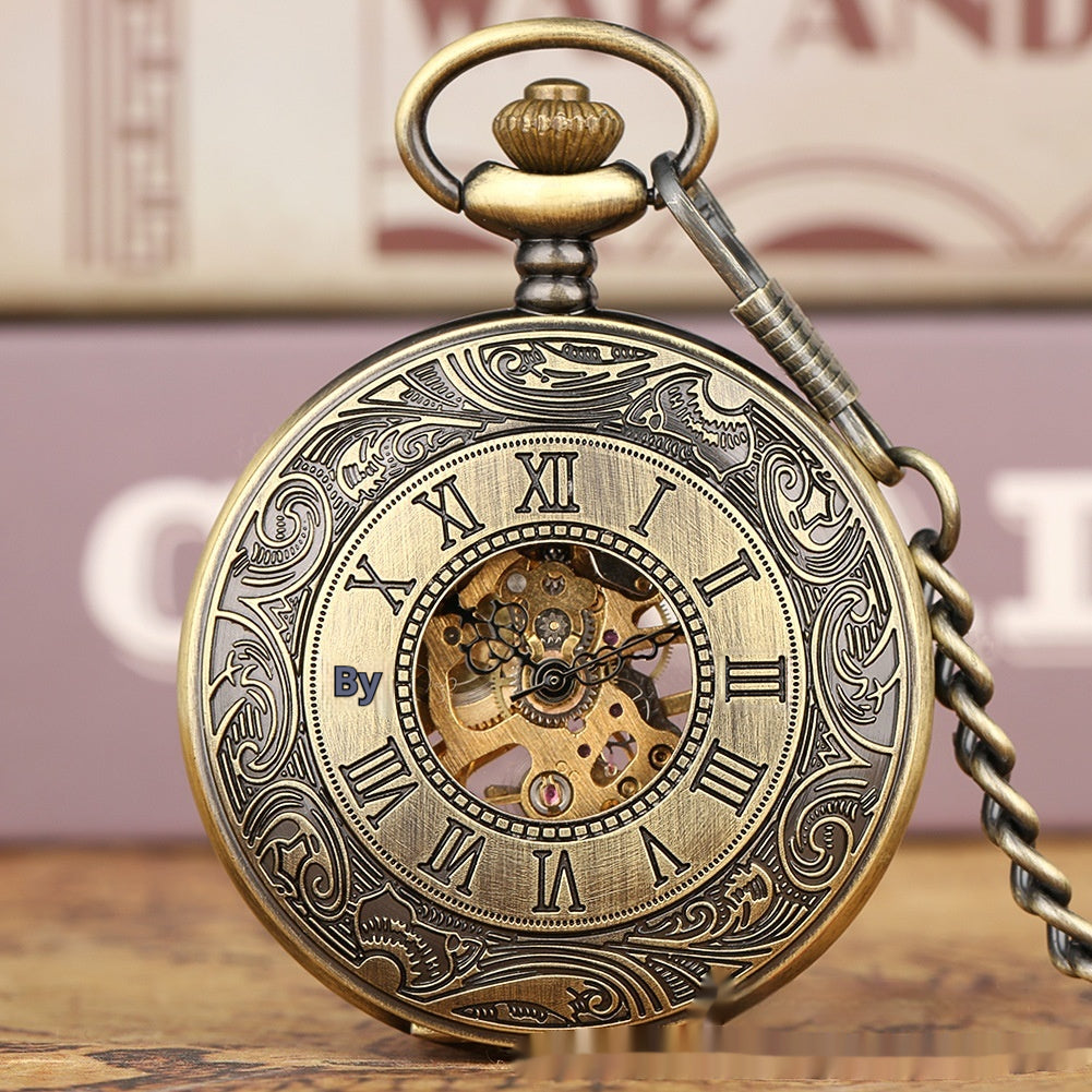 Retro-Doppeldisplay-Taschenuhr mit Klappdeckel – Ansicht 3