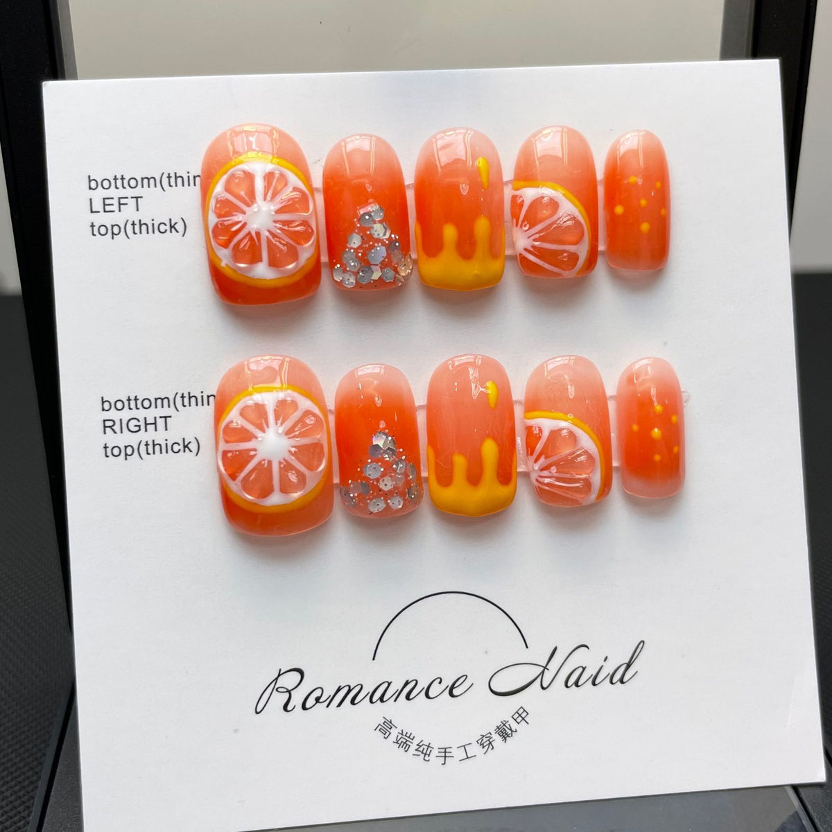 Handbemalte 3D Blush Jelly Orange Nagelsticker – Bild 7 | LuxeStyle