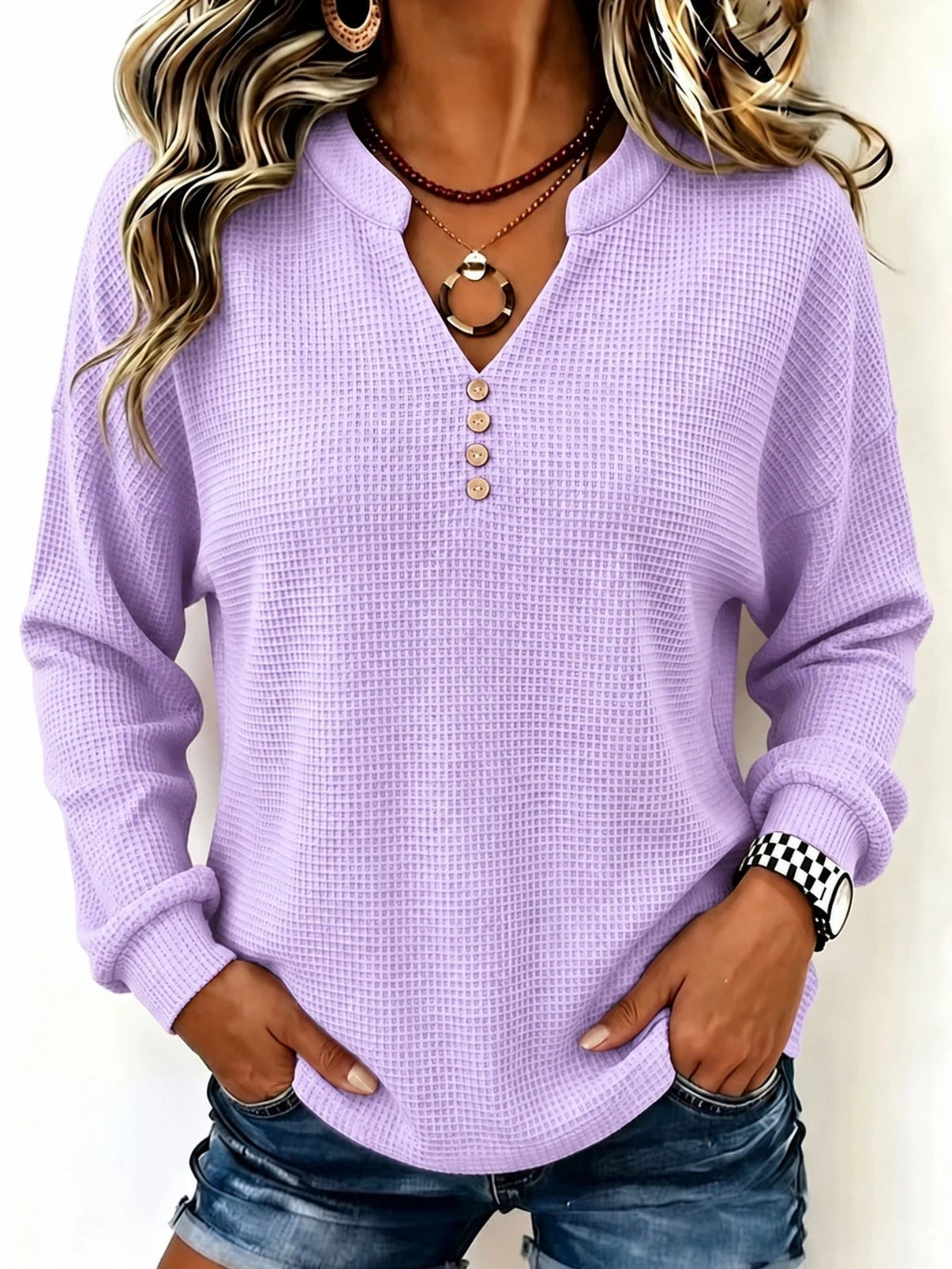 V-Ausschnitt Langarmshirt – Bild 6 | LuxeStyle
